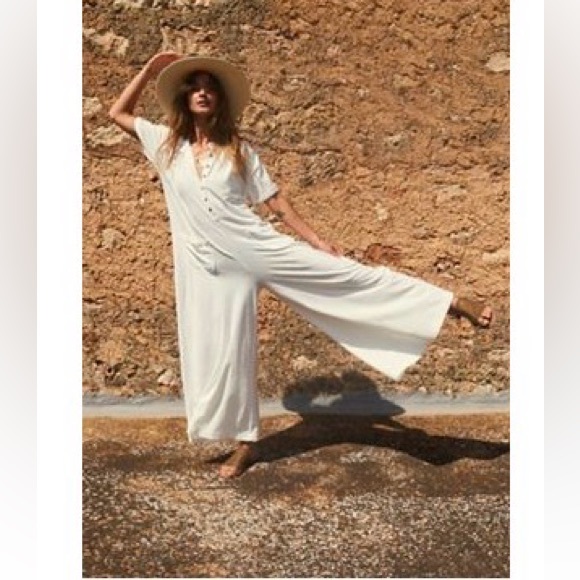 Free People Pants - Free People My Go To Wide-Leg Jumpsuit - White